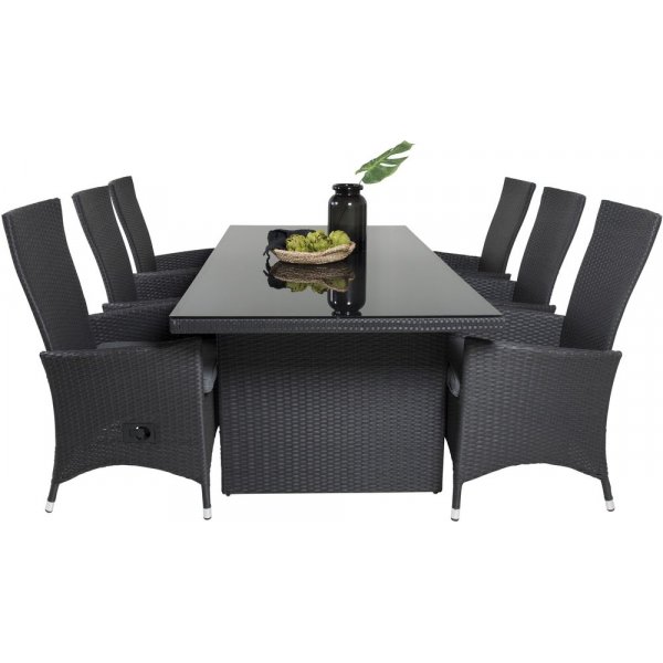 Jrnsta Matgrupp (200x100) - Svart - 6 Stolar