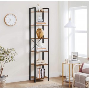 Petter bokhylla 40 x 187,5 cm - Brun/svart
