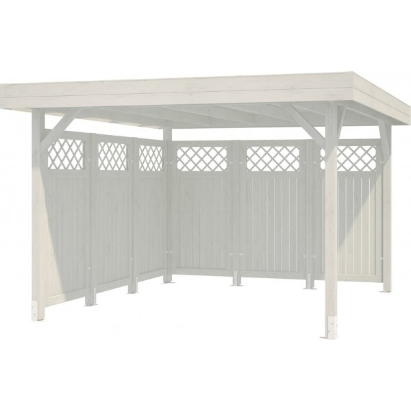 Modular Garden Paviljong 9,4m med plank - Vitlackerat