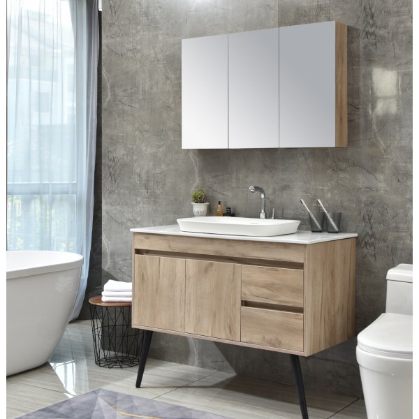 Kylpyhuonekalusteet Melina - Vaaleaa puujäljitelmää + 2.00 x Kylpyhuoneen koukku Kylpyhuonekalusteet Melina - Vaaleaa puujäljitelmää + 2.00 x Kylpyhuoneen koukku