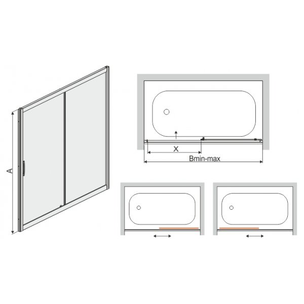 Duschdörr Badkar Texas - Vit Duschdörr Badkar Texas - Vit