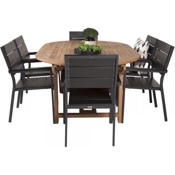 Bjuråker Matgrupp (180x120) - Svart/Natur - 6 Stolar Bjuråker Matgrupp (180x120) - Svart/Natur - 6 Stolar