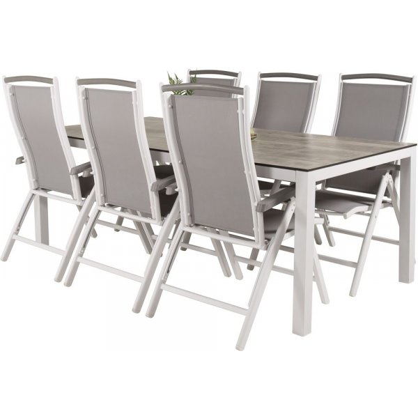 Tottarp Spisegruppe (205x100) - Hvid/Gr - 6 Stole