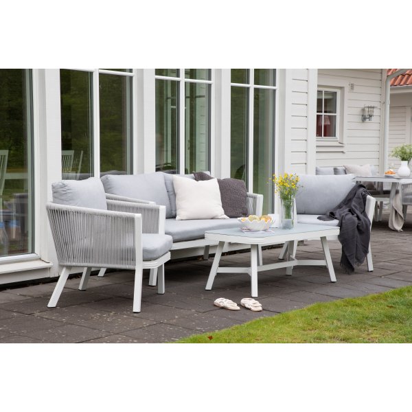 Loungegrupp Gr� med Vita dynor - Virya