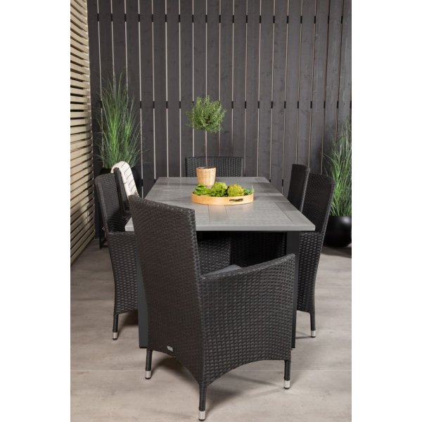 Ekenäs Spisegruppe (152x90) - Sort/Grå - 6 Stole Ekenäs Spisegruppe (152x90) - Sort/Grå - 6 Stole