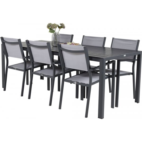 Ervalla Matgrupp (205x90) - Svart - 6 Stolar Ervalla Matgrupp (205x90) - Svart - 6 Stolar