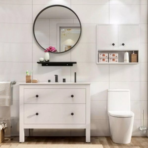 Badrumsm�bler 100 cm Vit med Spegel och V�ggsk�p - Rom