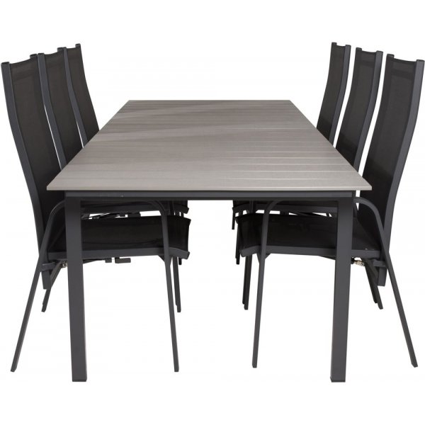Prssebo Matgrupp (224x100) - Svart/Gr - 6 Stolar
