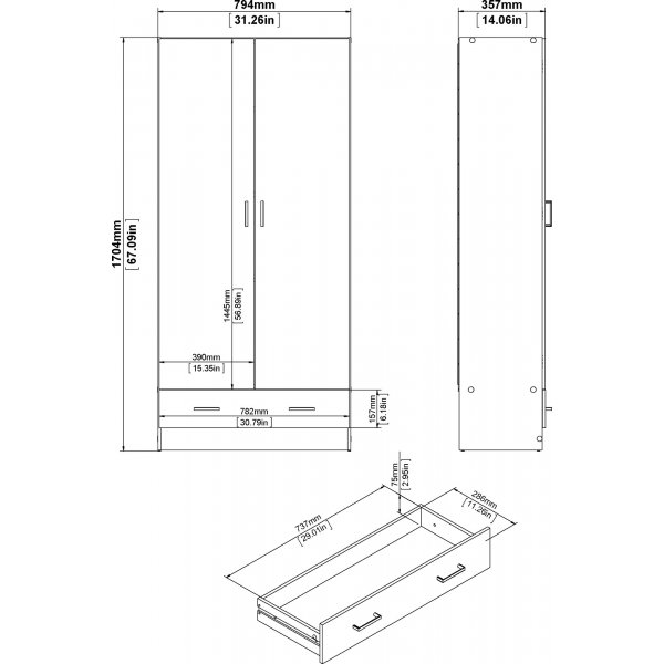Space garderob vit 80 cm bred med 170,5 cm h�g