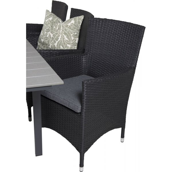 Prssebo Matgrupp (160x100) - Svart/Gr - 6 Stolar