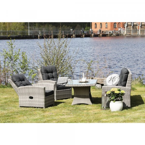 Orlando udendørs møbelsæt høj ryg justerbar - Grå Orlando udendørs møbelsæt høj ryg justerbar - Grå