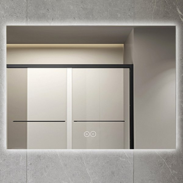 Badrumsspegel 100 x 80 cm med LED-belysning och anti-fog, rektangulr