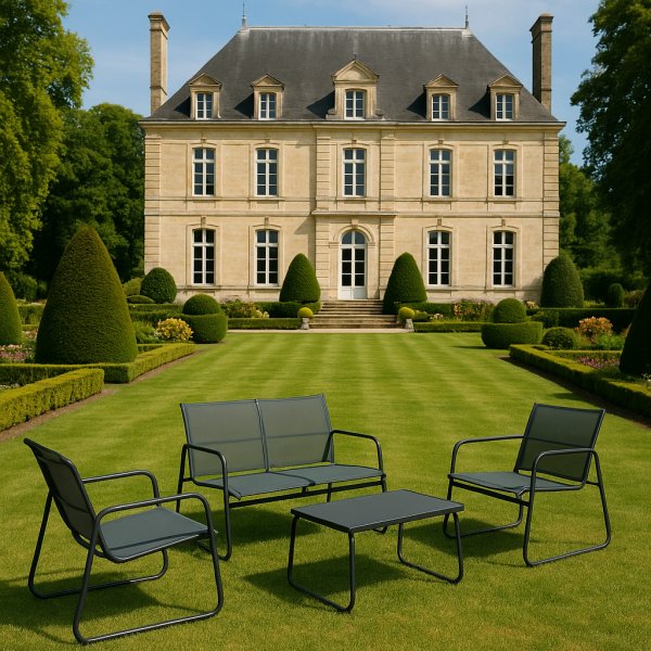 Zanzibar Loungegruppe Sofasessel und Couchtisch - Schwarze Outdoorgruppe + Textilimprägnierung für Outdoormöbel Zanzibar Loungegruppe Sofasessel und Couchtisch - Schwarze Outdoorgruppe + Textilimprägnierung für Outdoormöbel
