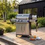 1 Rostfri gasolgrill med sidobrännare & glasfönster 68x42 cm