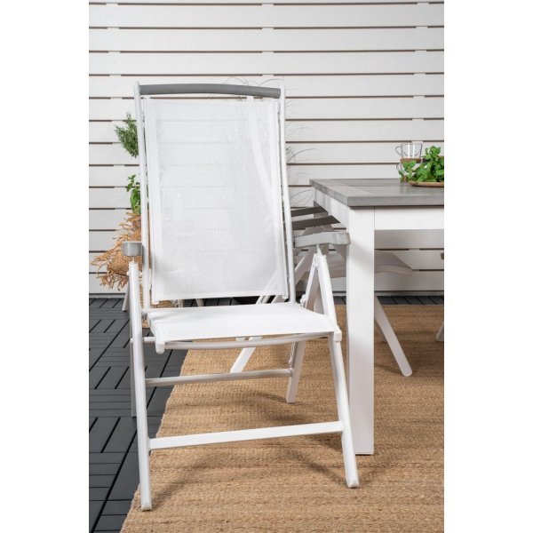 Ekens Matgrupp (160x90) - Vit/Gr - 4 Stolar