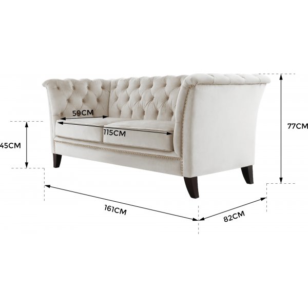 Soffa 2-sits chesterfield bl� - Milton