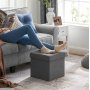 Idris sittpuff med f�rvaring - M�rkgr�