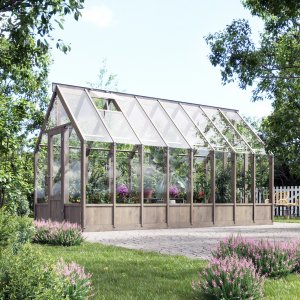 Växthus Ophelia i trä - 11 m² + Växthusbord - Fristående växthus, Växthus