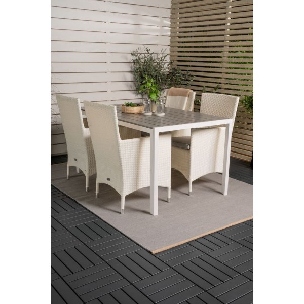 Ervalla Matgrupp (150x90) - Vit/Gr - 4 Stolar