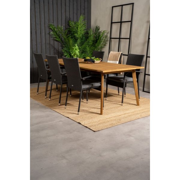 Charlottenberg Spisegruppe (220x100) - Sort/Natur - 6 Stole Charlottenberg Spisegruppe (220x100) - Sort/Natur - 6 Stole