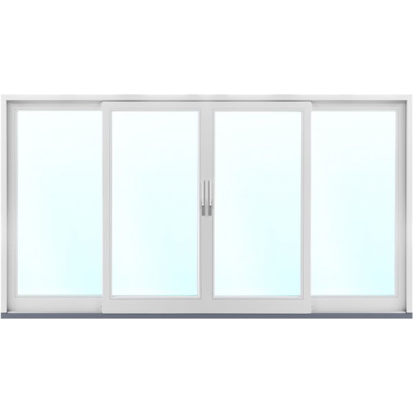 4-teiliger Fassadenabschnitt in Aluminium mit Schiebetüren - 3-Glas 4-teiliger Fassadenabschnitt in Aluminium mit Schiebetüren - 3-Glas