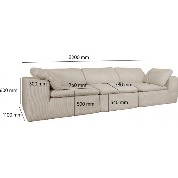 Manchestersoffa 320 cm Beige