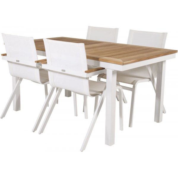 Dotorp Matgrupp (160x90) - Vit/Natur - 4 Stolar