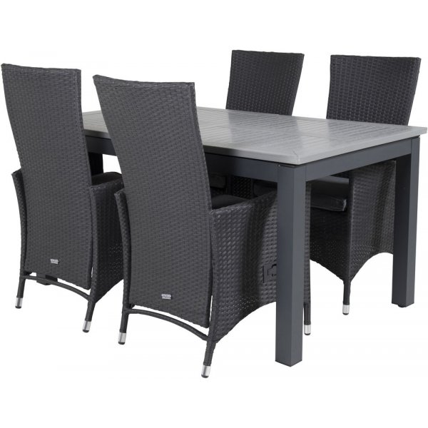 Eken�s Matgrupp (152x90) - Svart/Gr� - 4 Stolar