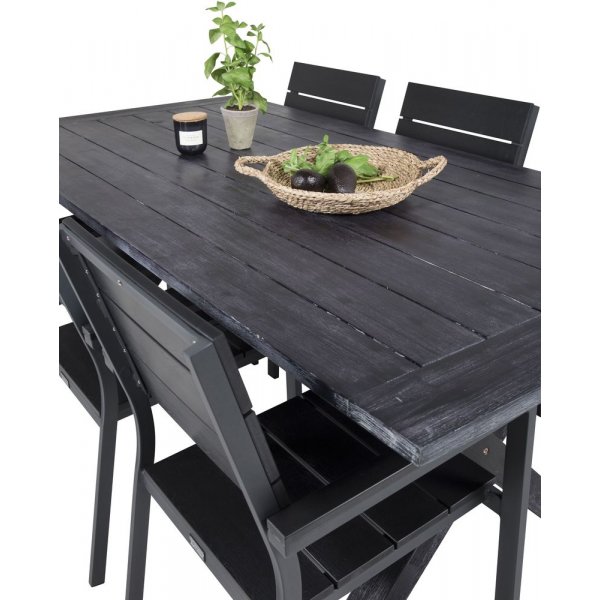 Ramsj� Spisegruppe (200x100) - Sort - 6 Stole