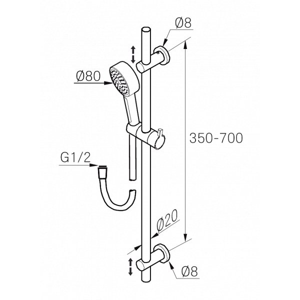 Mora Rexx S5 - Duschset med variabelt väggfäste - Krom Mora Rexx S5 - Duschset med variabelt väggfäste - Krom