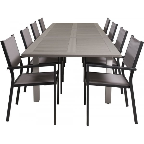 Eken�s Matgrupp (224x100) - Svart/Gr�/Vit - 8 Stolar