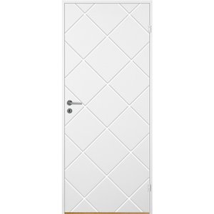 Innerdörr Bornholm - Kompakt dörrblad med spårfräst dekor A12 + Handtagskit - Blankt