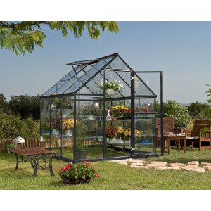 Läs mer om Canopia Harmony Växthus i Polykarbonat 3,4 m² - Mörkgrå/klarglas