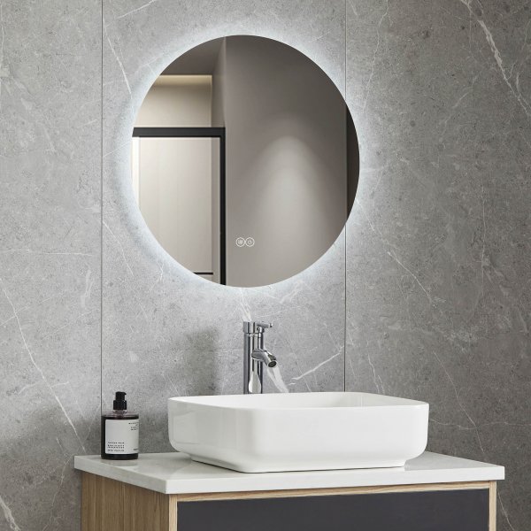 Rundt badevrelsesspejl 60 cm | LED-belysning og antidug