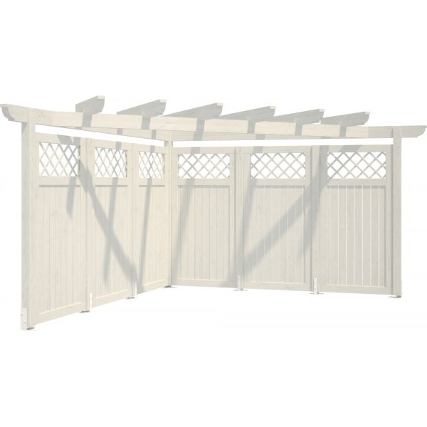 Modular Garden Hjrne-pergola 4,2 m med planke - Hvidlakeret