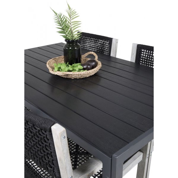 Ervalla Matgrupp (150x90) - Whitewash/Svart - 4 Stolar Ervalla Matgrupp (150x90) - Whitewash/Svart - 4 Stolar