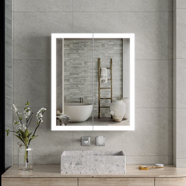 Spegelskp - Cortona | Mjukstngande dubbeldrrar | LED-belysning