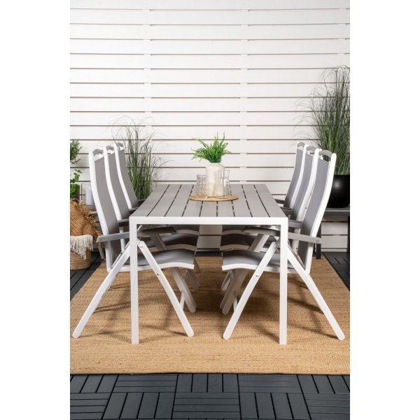 Ervalla Matgrupp (205x90) - Vit/Grå - 6 Stolar Ervalla Matgrupp (205x90) - Vit/Grå - 6 Stolar