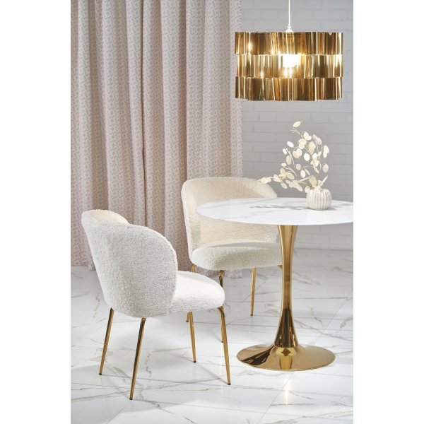 Matbord runt �90 cm - Marmorerat glas/guld