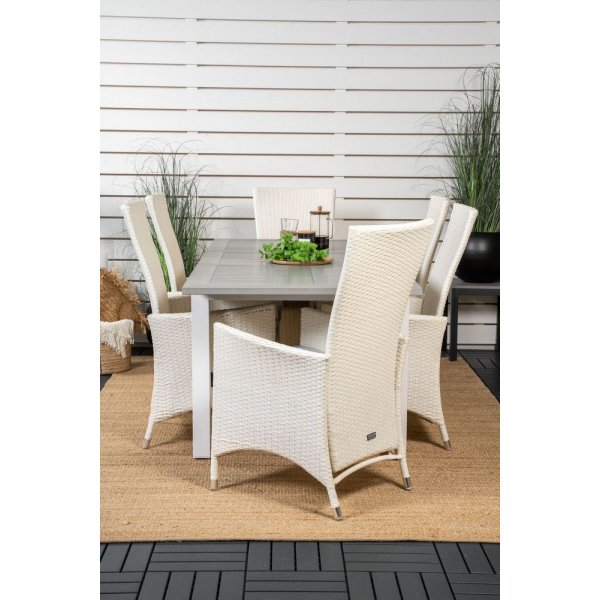 Ekenäs Matgrupp (160x90) - Vit/Grå - 6 Stolar Ekenäs Matgrupp (160x90) - Vit/Grå - 6 Stolar