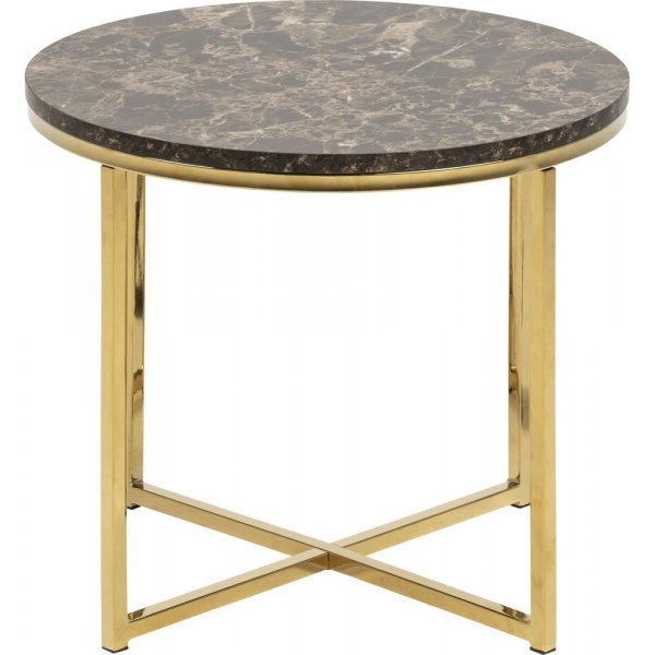 Alisma sidobord �50 cm - Brun marmor/guld