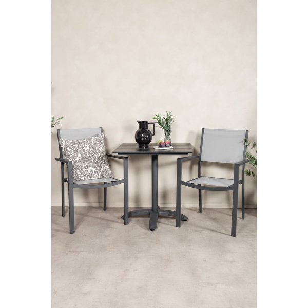 Garnviken Spisegruppe (70x70) - Sort - 2 Stole