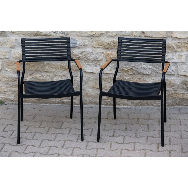 Tr�dg�rdsstol plast metall stapelbar svart brun Pino