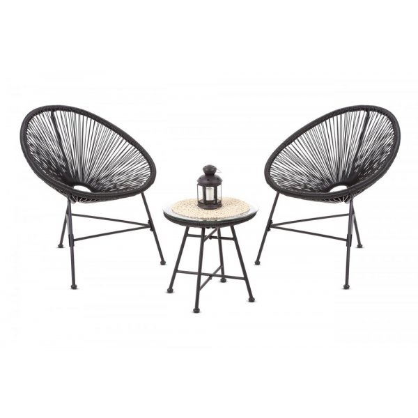 Cafégrupp Fiji bord + 2 stolar - Svart Cafégrupp Fiji bord + 2 stolar - Svart