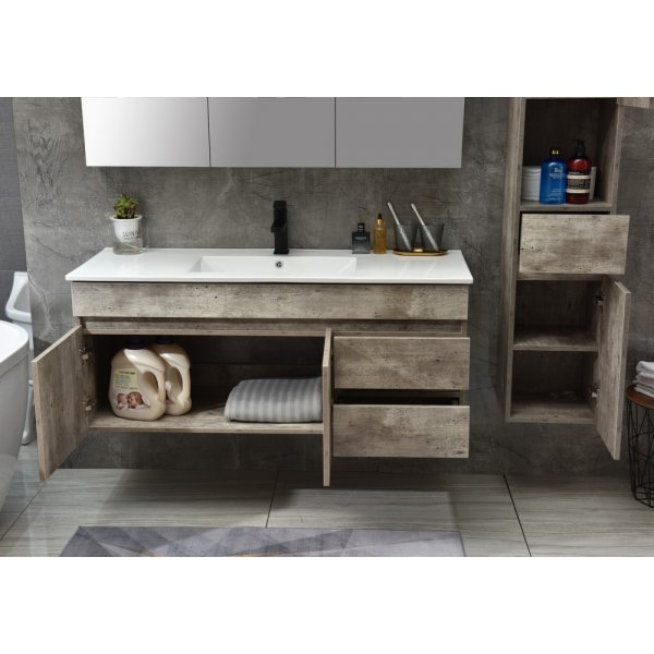 Kylpyhuonekalusteet Barcelona 120 cm - Betonijäljitelmä + 2.00 x Kylpyhuoneen koukku Kylpyhuonekalusteet Barcelona 120 cm - Betonijäljitelmä + 2.00 x Kylpyhuoneen koukku