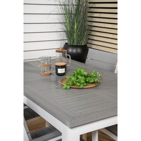 Eken�s Matgrupp (160x90) - Vit/Gr� - 4 Stolar