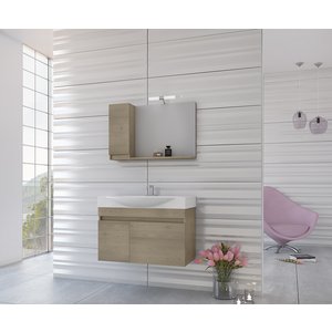 Läs mer om Möbelpaket Senso 85 - Träfärgat med spegelskåp