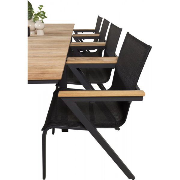 Maglehem Matgrupp (160x90) - Svart/Natur - 8 Stolar