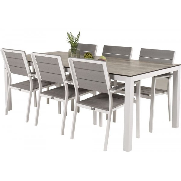 Tottarp Spisegruppe (205x100) - Hvid/Grå - 6 Stole Tottarp Spisegruppe (205x100) - Hvid/Grå - 6 Stole