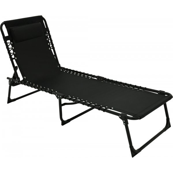 Ställbar solsäng aluminium - Svart hopfällbar solstol strand Ställbar solsäng aluminium - Svart hopfällbar solstol strand